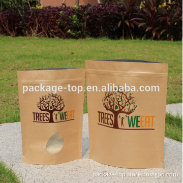 Craft Paper Resealable Food Bags With Clear Window